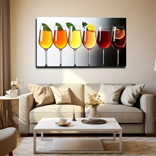 Deco Style Vibrant Drinks Wall Art Canvas Office Home Room Framed 120x60cm