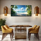 Serene Beach Scene Sailboats Wall Art canvas office home room framed 120x60cm