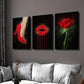 3pcs Abstract Fashion Red Heels Lips Rose Wall Art Set Canvas Framed 40x60cm - High Quality Print 100% Australian Made Wall Canvas Ready to Hang