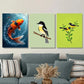 3pcs Colorful Fish and Birds Vibrant Nature Wall Art Set Canvas Framed 40x60cm - High Quality Print 100% Australian Made Wall Canvas Ready to Hang