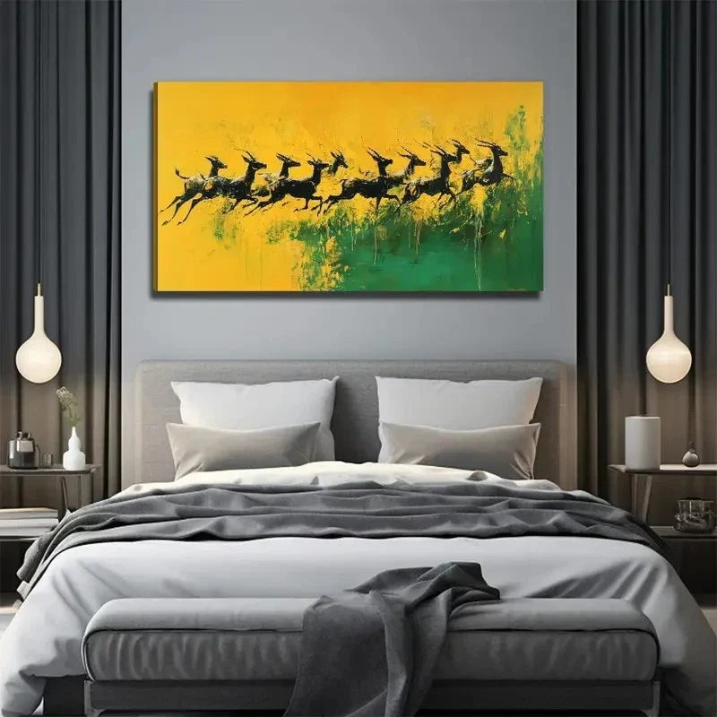 Grassland Deer Decorative Wall Art Canvas Office Home Room Framed 120x60cm