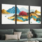 3pcs Abstract Golden new Chinese forest landscape Wall Art Set Canvas Framed 40x60cm - High Quality Print 100% Australian Made Wall Canvas Ready to Hang