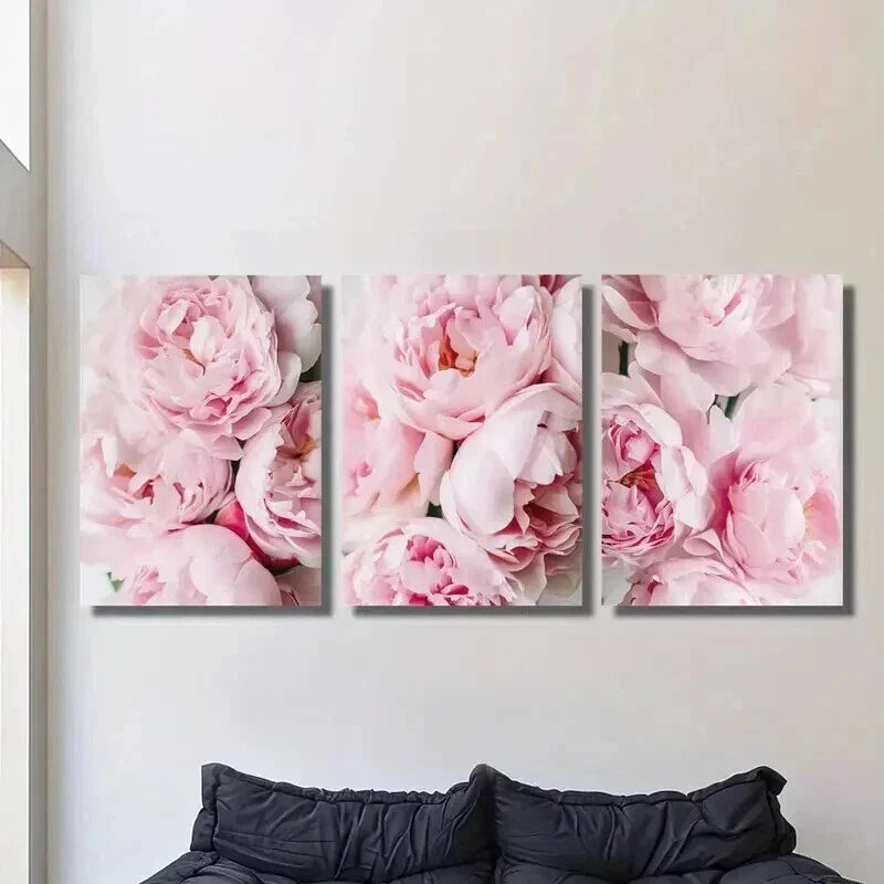 3pcs Elegant Pink Peony Nordic Style Wall Art Set Canvas Framed 40x60cm - High Quality Print 100% Australian Made Wall Canvas Ready to Hang