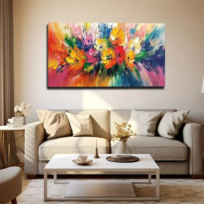 Decor Multicolor Flowers Wall Art Canvas Office Home Room Framed 120x60cm
