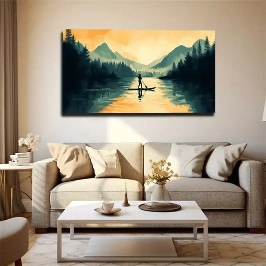 Tranquil Lake And Mountains Wall Art Canvas Office Home Room Framed 120x60cm