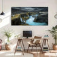 Serene Waterfall Scenery Black Wall Art Canvas Office Home Room Framed 120x60cm