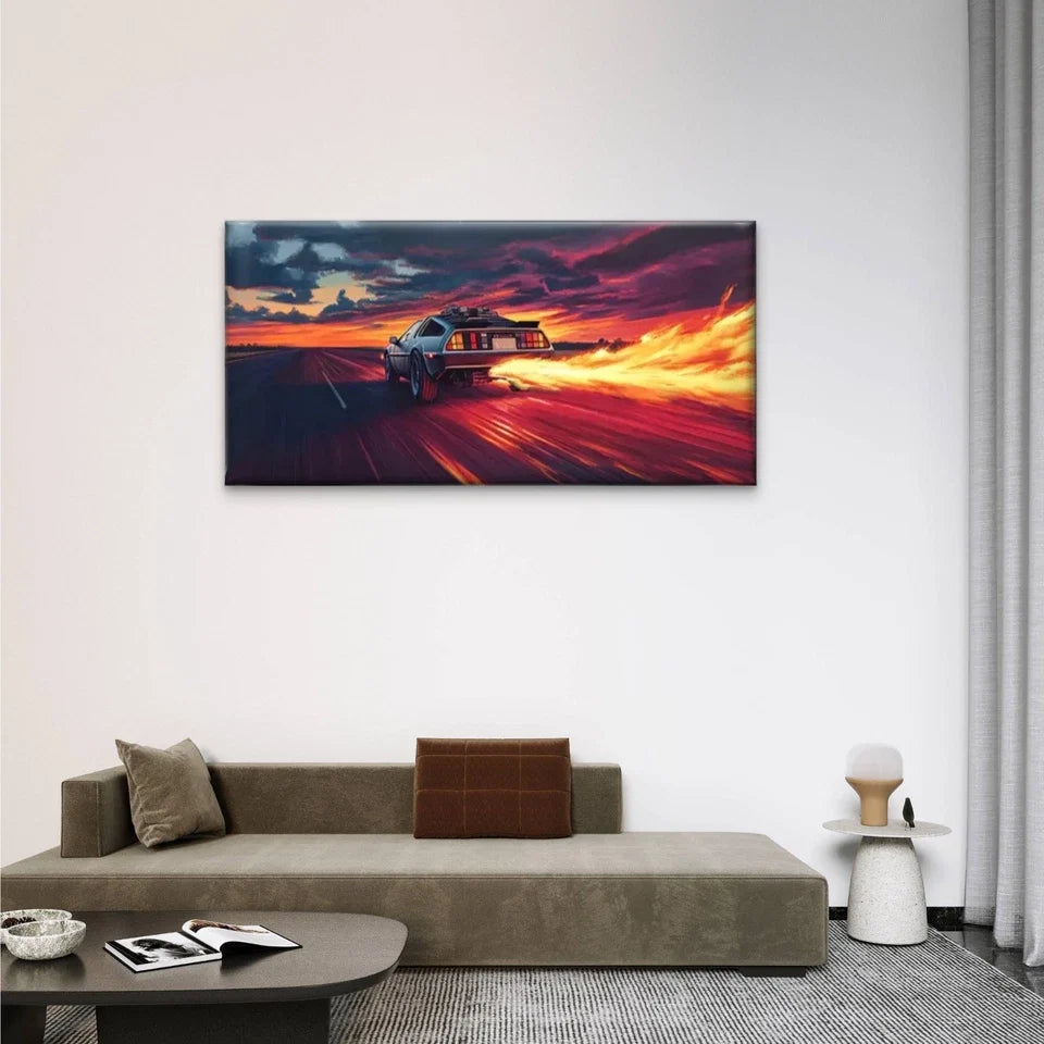 Car Dramatic Cloud Perfect Wall Art Canvas Office Home Room Framed 80x45cm