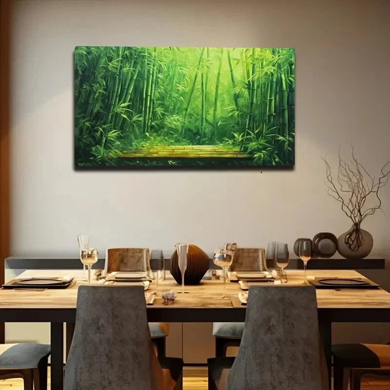 Bamboo Forest Serene Nature Wall Art Canvas Office Home Room Framed 120x60cm