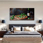Pizza Wine Garlic Olives Décor Wall Art Canvas Office Home Room Framed 120x60cm