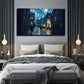 Vintage Street Scene Warm Path Wall Art Canvas Office Home Room Framed 120x60cm