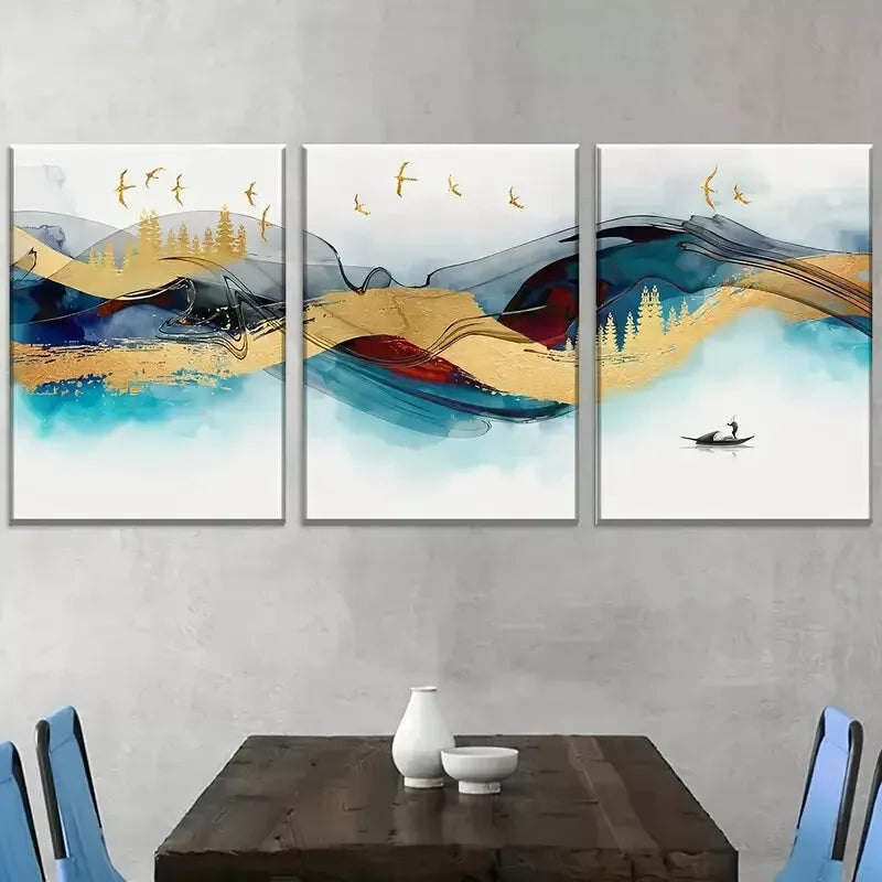 3pcs Light Luxury Style Modern Abstract Wall Art Set Canvas Framed 40x60cm - High Quality Print 100% Australian Made Wall Canvas Ready to Hang