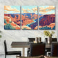 3pcs Vivid Orange & Blue Hues Scenic River Metal Print Ready to Hang Art