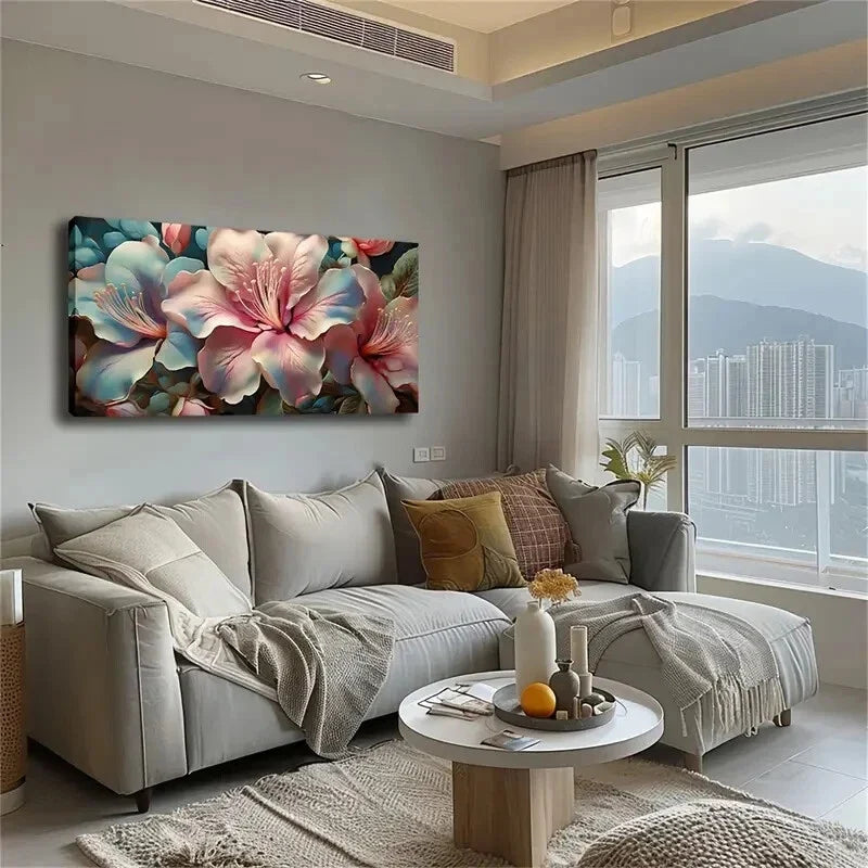Blue And White Gradient Wall Art Canvas Office Home Room Framed 120x60cm