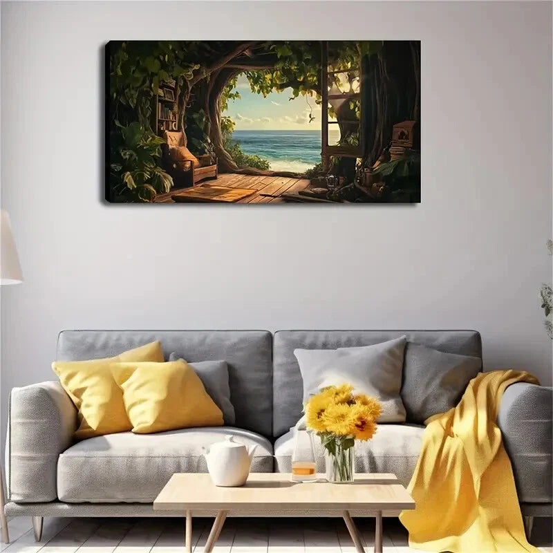 Majestic Tree Design Conference Wall Art Canvas Office Home Room Framed 80x45cm