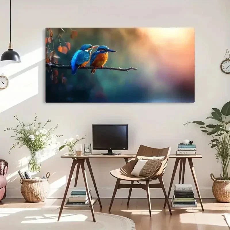 Kingfisher Vibrant Nature Color Wall Art Canvas Office Home Room Framed 120x60cm