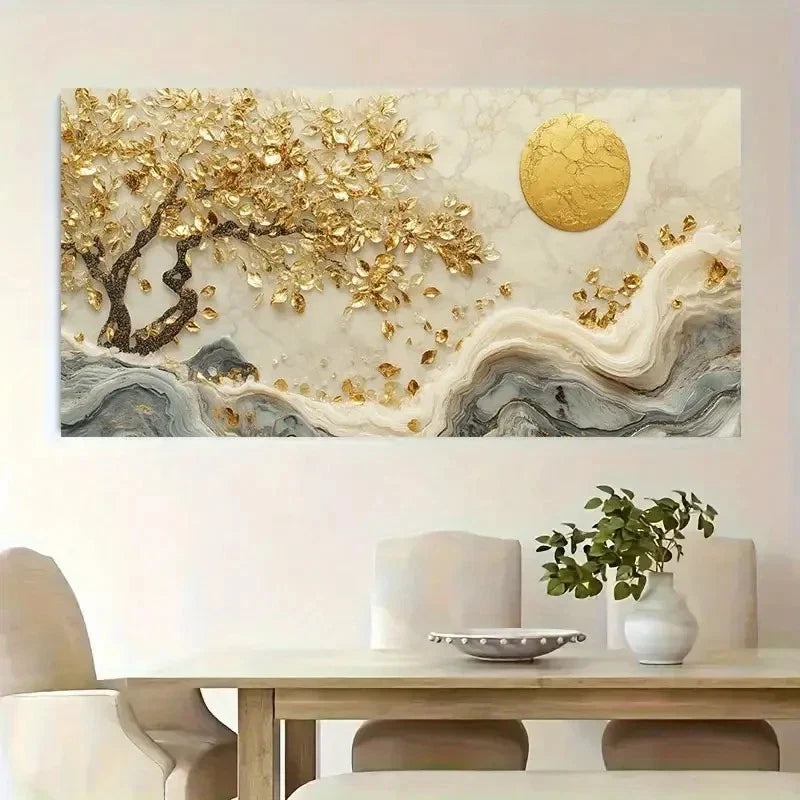 Red And Golden Design Wall Art Canvas Office Home Room Framed 120x60cm