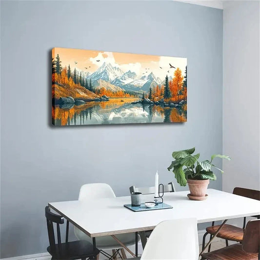 Rich Vegetation Serene Nordic Wall Art Canvas Office Home Room Framed 120x60cm