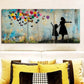 3pcs Little girl and butterfly balloon Metal Print Ready to Hang Art