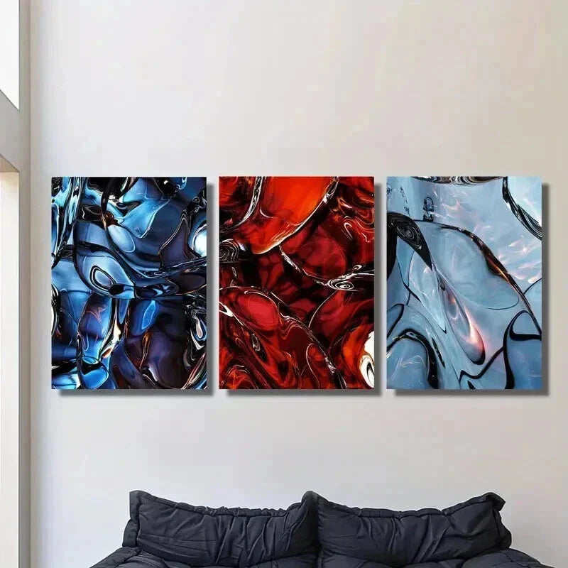 3pcs Shiny Ripple Twisted Fluid Texture Wall Art Set Canvas Framed 40x60cm - High Quality Print 100% Australian Made Wall Canvas Ready to Hang
