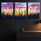 3pcs Sunset Silhouette Colourful Grass Metal Print Ready to Hang Art