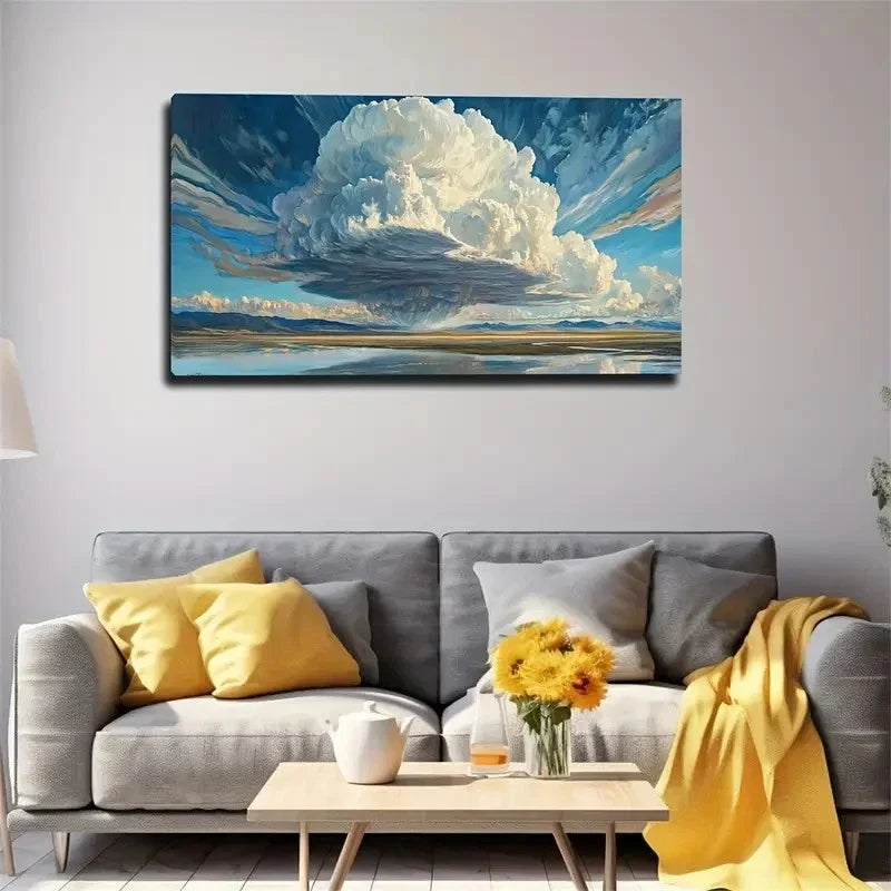 A Giant White Cloud Decoration Wall Art Canvas Office Home Room Framed 120x60cm