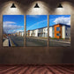 3pcs Modern House Front Rainbow Metal Print Ready to Hang Art