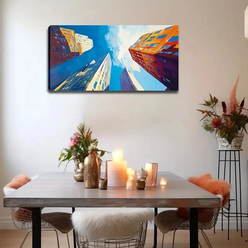 Looking Up Sky Amidst Towering Wall Art Canvas Office Home Room Framed 120x60cm