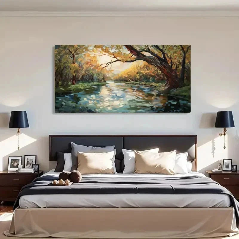 Modern Abstract Forest Wall Art Canvas Office Home Room Framed 120x60cm
