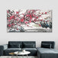 Silk Painting Plum Blossoms Wall Art Canvas Office Home Room Framed 120x60cm