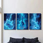3pcs Guitars with Blue Flames Decoration Wall Art Set Canvas Framed 40x60cm - High Quality Print 100% Australian Made Wall Canvas Ready to Hang