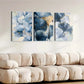 3pcs Blue Botanical Blue Leaves Abstract Wall Art Set Canvas Framed 40x60cm - High Quality Print 100% Australian Made Wall Canvas Ready to Hang
