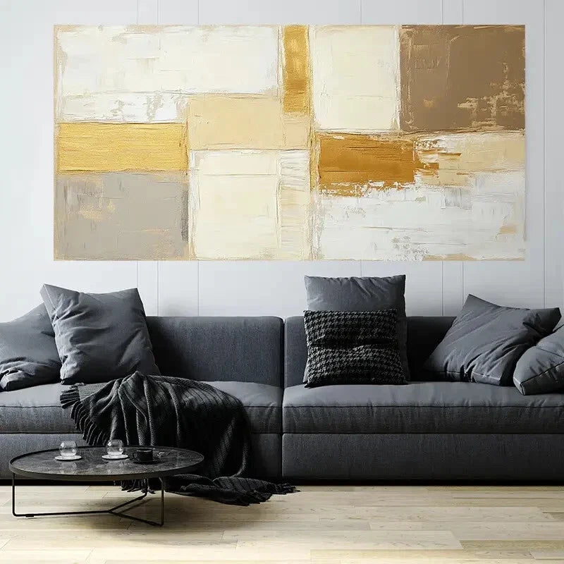 Chic Minimalist Square Abstract Wall Art Canvas Office Home Room Framed 120x60cm