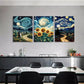 3pcs Starry Night Sunflower Swirl Sky Perfect Wall Art Set Canvas Framed 40x60cm - High Quality Print 100% Australian Made Wall Canvas Ready to Hang
