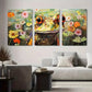3pcs Colorful Mosaic Frog with Flowers Metal Print Ready to Hang Art