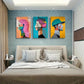 3pcs Colorful Modern Profile Portraits Perfect Wall Art Set Canvas Framed 40x60cm - High Quality Print 100% Australian Made Wall Canvas Ready to Hang