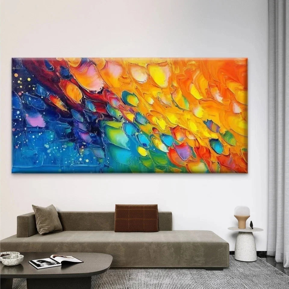 Modern Abstract Oil Painting Wall Art Canvas Office Home Room Framed 80x45cm