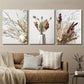 3pcs Flower Art in a Vase Dried Flowers Wall Art Set Canvas Framed 40x60cm - High Quality Print 100% Australian Made Wall Canvas Ready to Hang