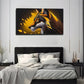Golden & Black Fox Design Wall Art Canvas Office Home Room Framed 80x45cm