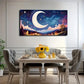 Moon Sky Suitable Curved Wall Art Canvas Office Home Room Framed 120x60cm