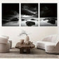 3pcs Black and White Stormy Ocean Landscape Wall Art Set Canvas Framed 40x60cm - High Quality Print 100% Australian Made Wall Canvas Ready to Hang
