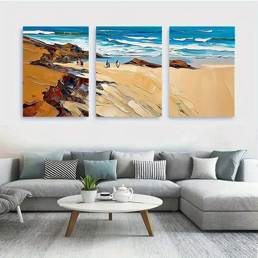 3pcs Abstract-Beach Painting Colourful Nature Metal Print Ready to Hang Art