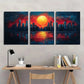 3pcs Abstract Cityscape Vibrant Orange Sunset Sky Metal Print Ready to Hang Art