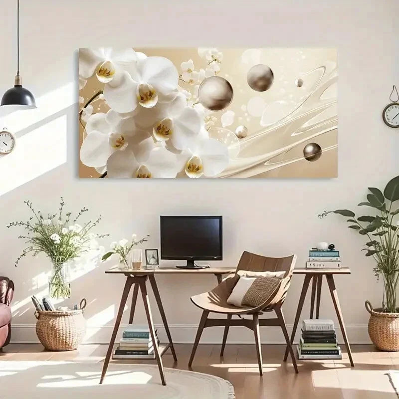 Orchid Reflection Glass Balls Wall Art Canvas Office Home Room Framed 120x60cm