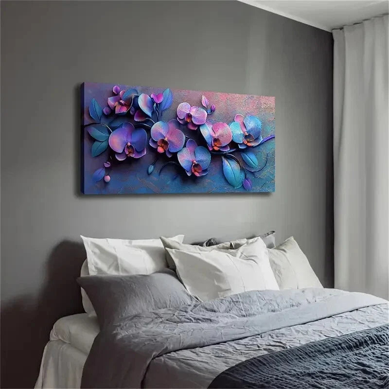 Multiple Blooming Orchids Petal Wall Art Canvas Office Home Room Framed 120x60cm