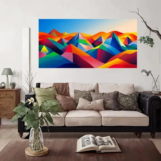 Abstract Colorful Landscape Wall Art Canvas Office Home Room Framed 80x45cm