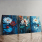 3pcs Ladybugs on Water Lilies Dark Blue Perfect Wall Art Set Canvas Framed 40x60cm - High Quality Print 100% Australian Made Wall Canvas Ready to Hang
