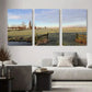 3pcs Tranquil Rural Field with Windmill, Nature Metal Print Ready to Hang Art