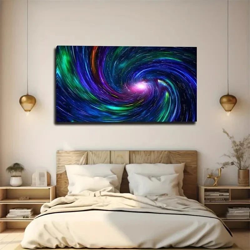 Vibrant Spray Galaxy Modern Wall Art Canvas Office Home Room Framed 120x60cm
