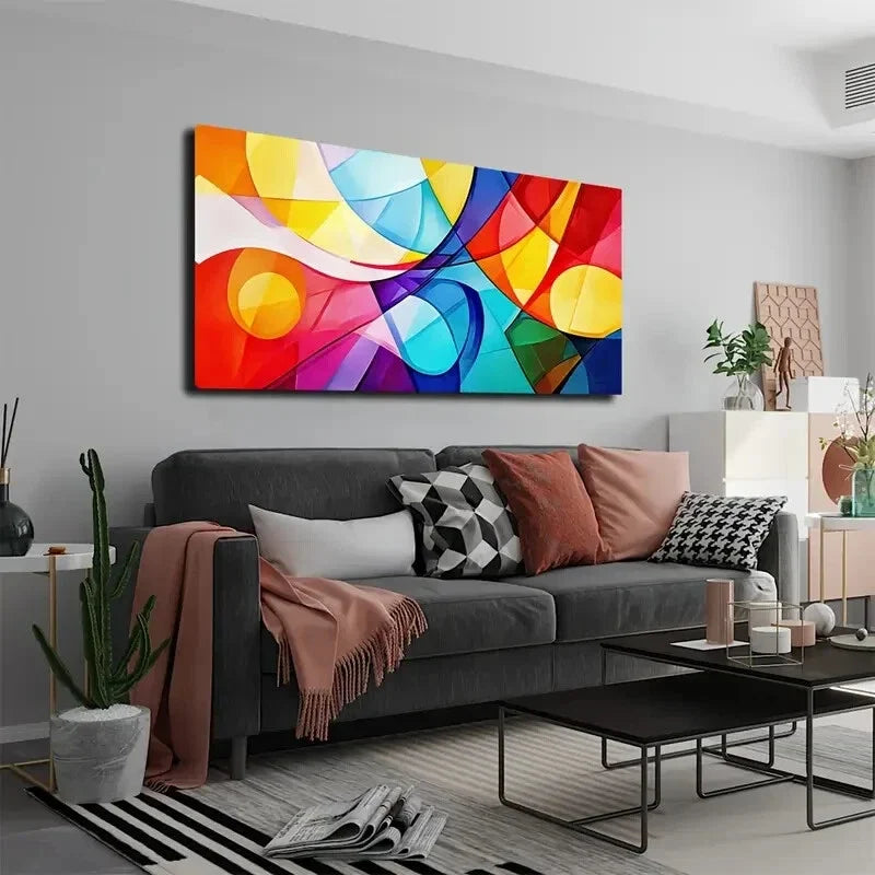 Modern Minimalist Vibrant Wall Art Canvas Office Home Room Framed 120x60cm