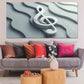Abstract Treble Clef & Waves Wall Art Canvas Office Home Room Framed 80x45cm